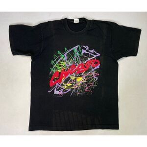 VINTAGE Chicago Art Graphic 1990 T-shirt Men Large Black USA 90s Single Stitch